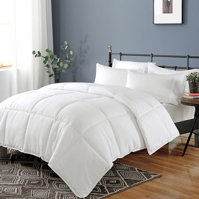 Dafinner 100% Cotton Cover Comforter Twin Size, Ultra-Soft Down Alternative Duvet Insert with Lyocell & Climaloftâ„¢ Blend Fill, Breathable Microfiber Comforter for All-Season (68x90â€, White) - Image 1